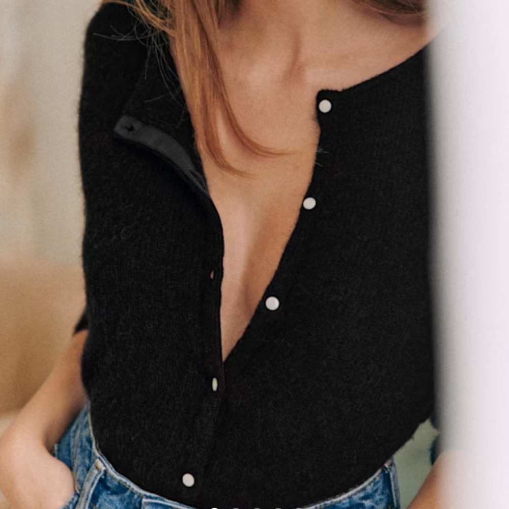Black Button-Up Women's Sweater